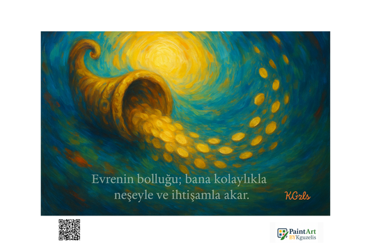 🌊 Evrenin Bolluğu Bana Kolaylıkla Neşeyle ve İhtişamla Akar | Dijital Sanat Eseri (3 Versiyon)