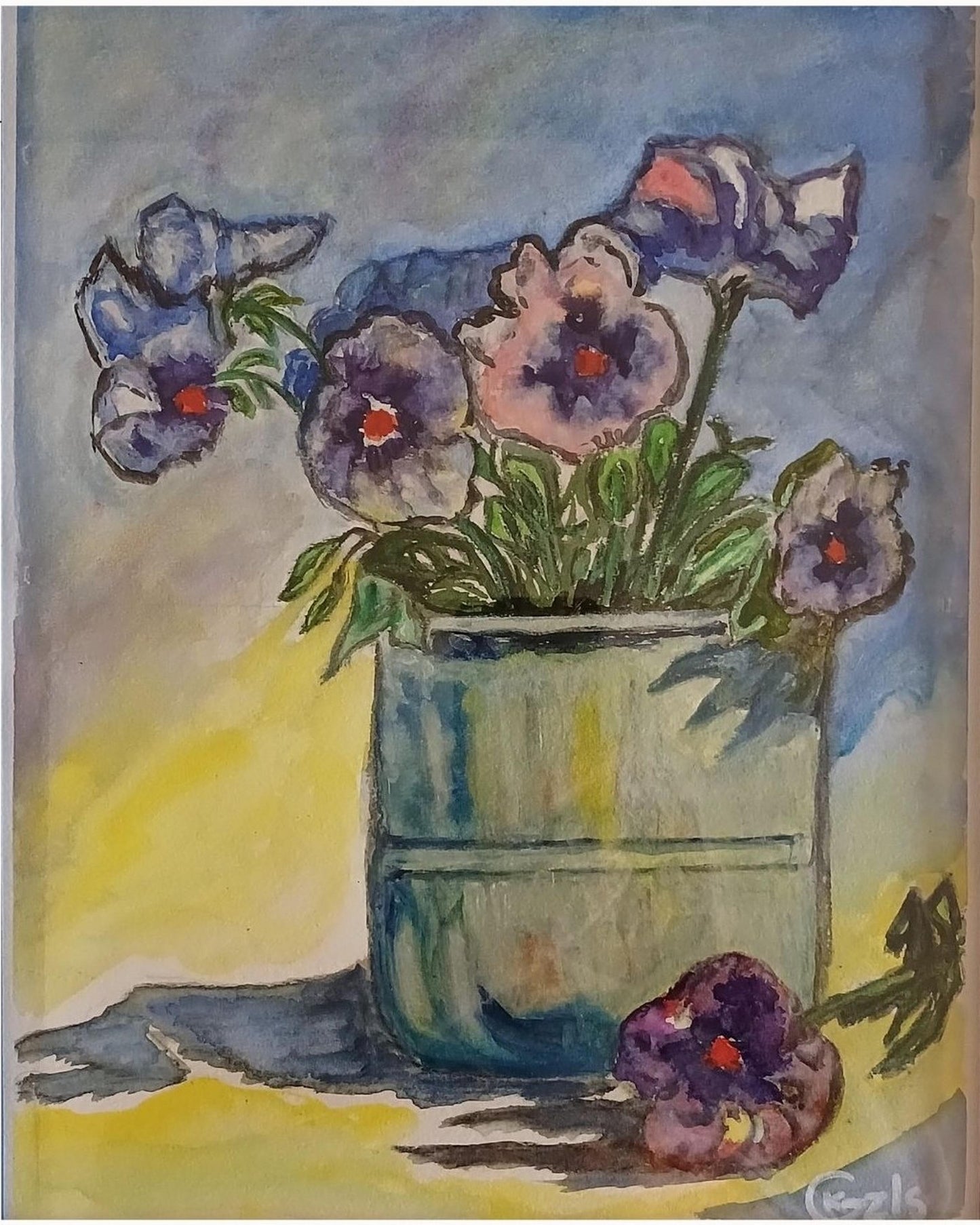 🟣 Yere Düşen Menekşe | KGzls İmzalı Orijinal Tablo