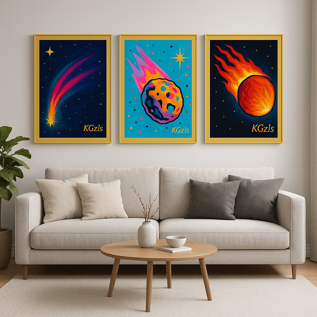 🎨 🌌 Evrensel Gezginler Üçlüsü – Kuyruklu Yıldız – Asteroit – Meteor