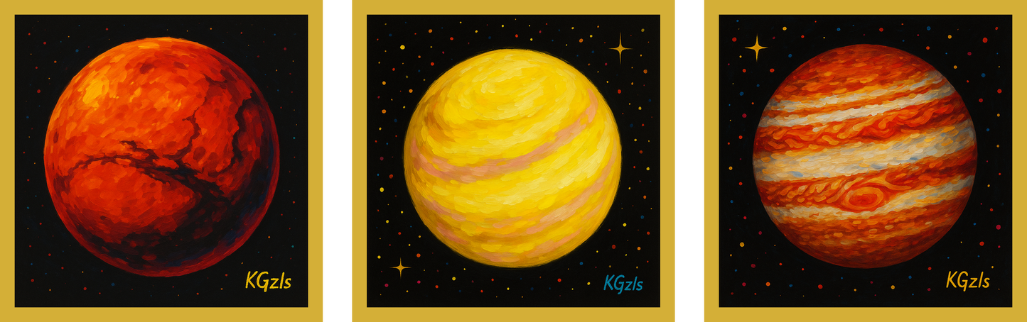 🎨 🌌 Kozmik Gezegenler Üçlüsü – Mars – Venüs – Jüpiter