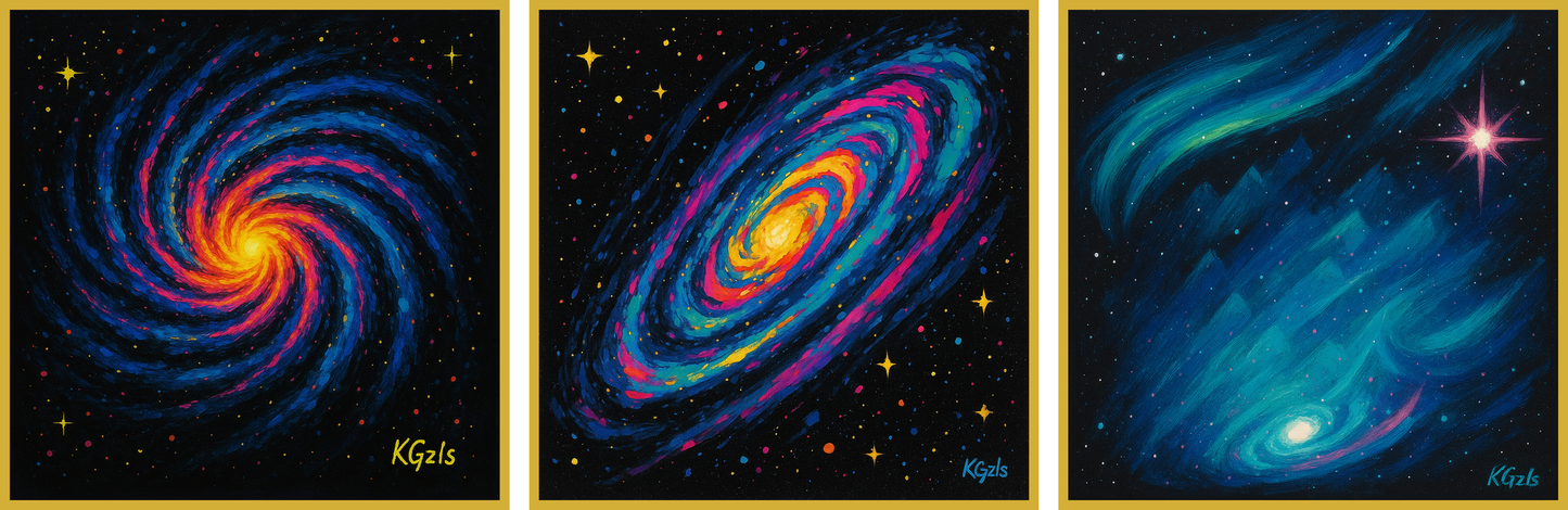 🎨 🌌 Kozmik Yaşam Üçlüsü – Samanyolu – Andromeda – Triangulum