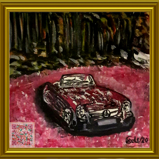 🎨 Mercedes ve Orman | Orijinal Eserin QR Kodlu Dijital Baskısı | Dijital Çerçeveli