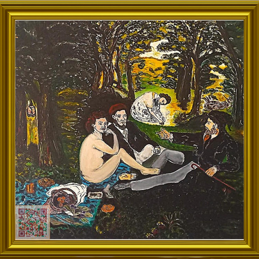 🎨 Öğle Kahvaltısı | Orijinal Eserin QR Kodlu Dijital Baskısı | Dijital Çerçeveli