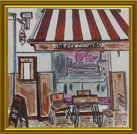 🎨 Unpoco Cafe | Orijinal Eserin QR Kodlu Dijital Baskısı | Dijital Çerçeveli