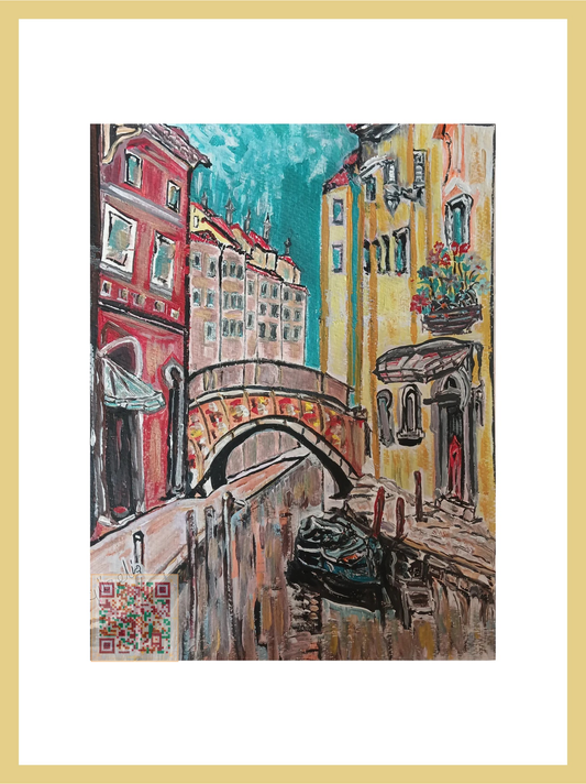 🎨 Kanalda Sessiz Bir Zaman | Orijinal Eserin QR Kodlu Dijital Baskısı | Dijital Çerçeveli