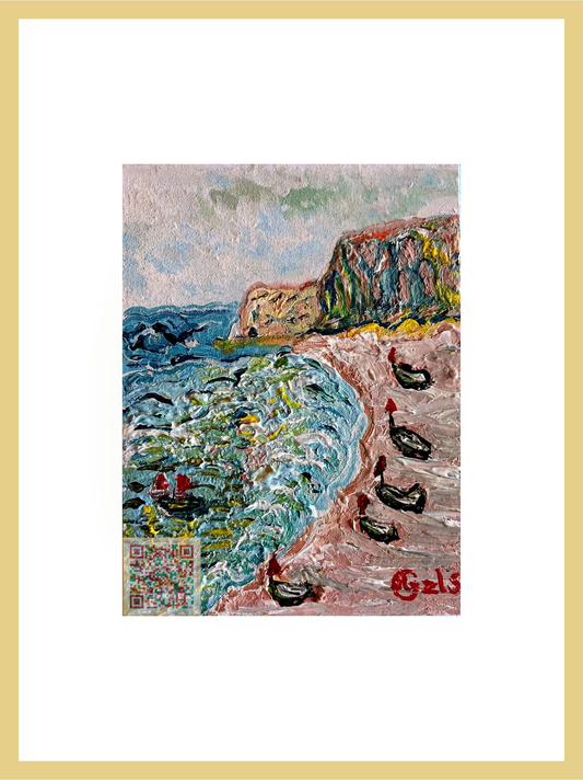 🎨 Kıyıya Dönüş | Orijinal Eserin QR Kodlu Dijital Baskısı | Dijital Çerçeveli