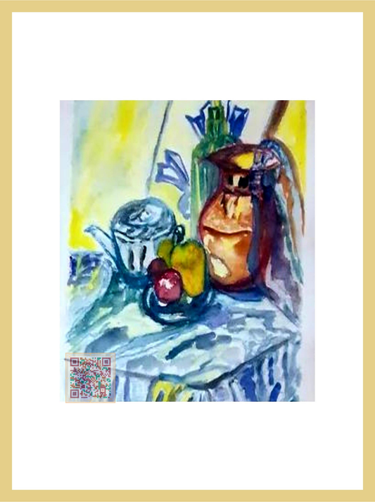 🎨 Masamdakiler | Orijinal Eserin QR Kodlu Dijital Baskısı | Dijital Çerçeveli