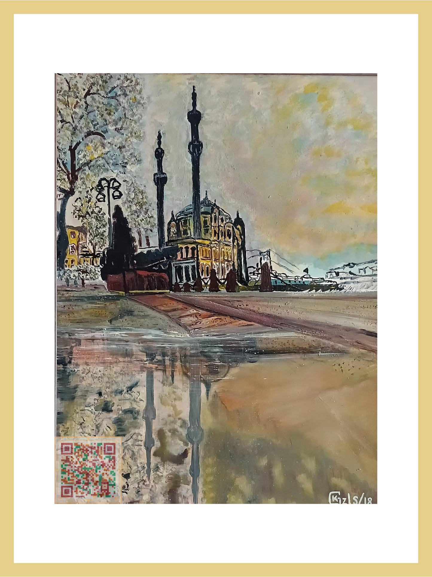 🎨 Ortaköy Camii | Orijinal Eserin QR Kodlu Dijital Baskısı | Dijital Çerçeveli
