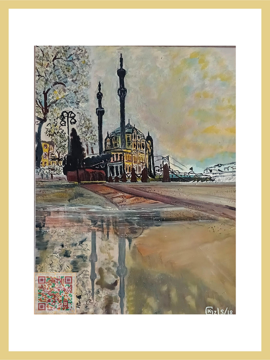 🎨 Ortaköy Camii | Orijinal Eserin QR Kodlu Dijital Baskısı | Dijital Çerçeveli