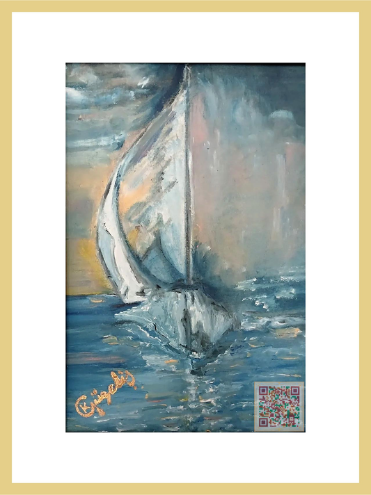 🎨 Sessiz Sefer | Orijinal Eserin QR Kodlu Dijital Baskısı | Dijital Çerçeveli